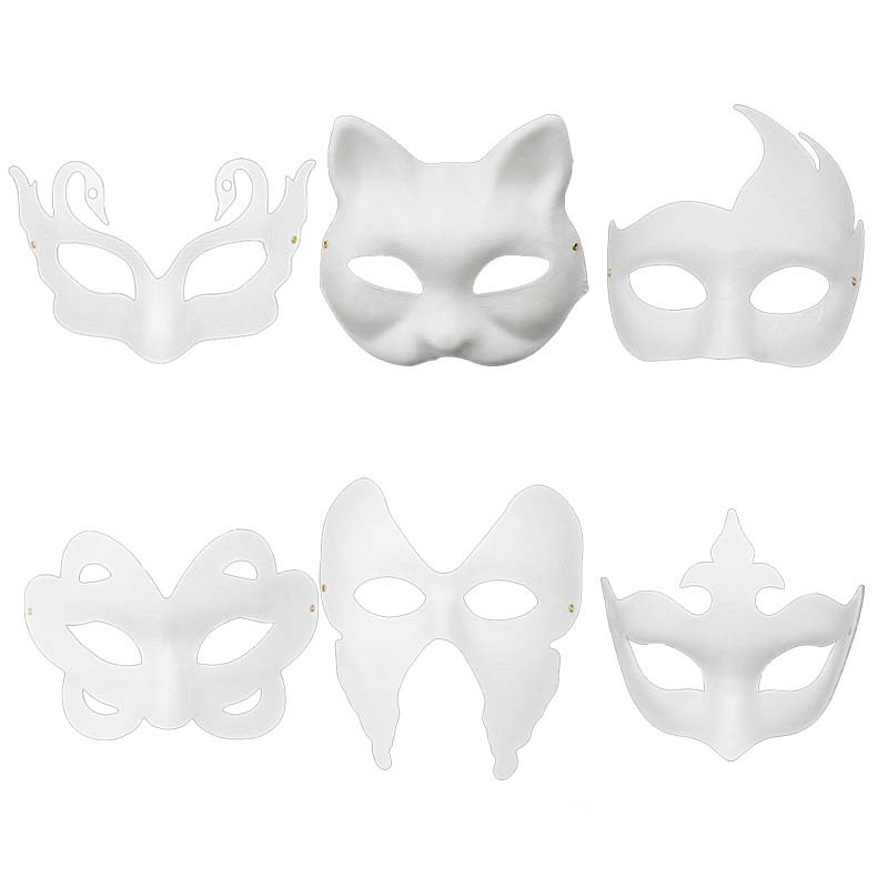 Pulpa Fox máscara transfronteriza DIY máscara de pintura infantil dibujos animados máscara de embrión blanco máscara media cara