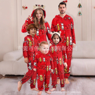 2025 Cross-Border European and American Boys and Girls Women's Clothing Men's Long-Sleeved Pants New Cross-Border Christmas Family One-Piece Pajamas