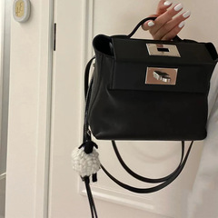 European and American retro new Kelly bag 2424mini mini women's bag first layer cowhide dumpling bag wing bag shoulder bag