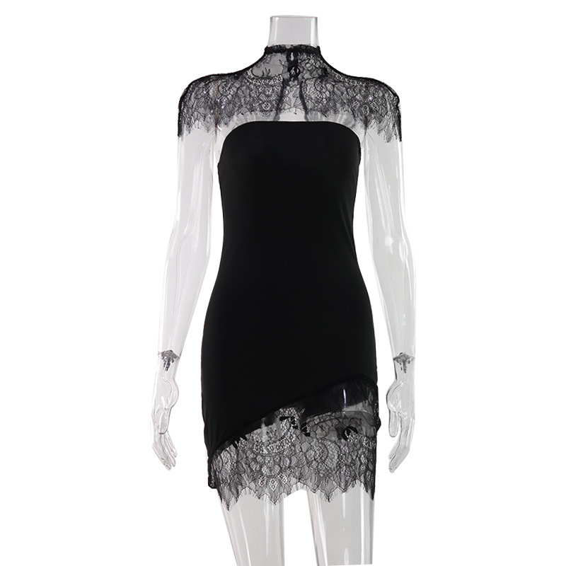 Aliexpress Foreign Trade Sexy Lace Shawl Slim Strap Pure Desire Style Bustier Dress Solid Color Fashion Short Skirt for Women 5