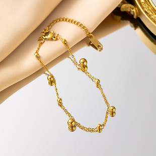 Universal sophisticated fashionable jewelry stainless steel, beaded bracelet, french style, simple and elegant design, does not fade 2