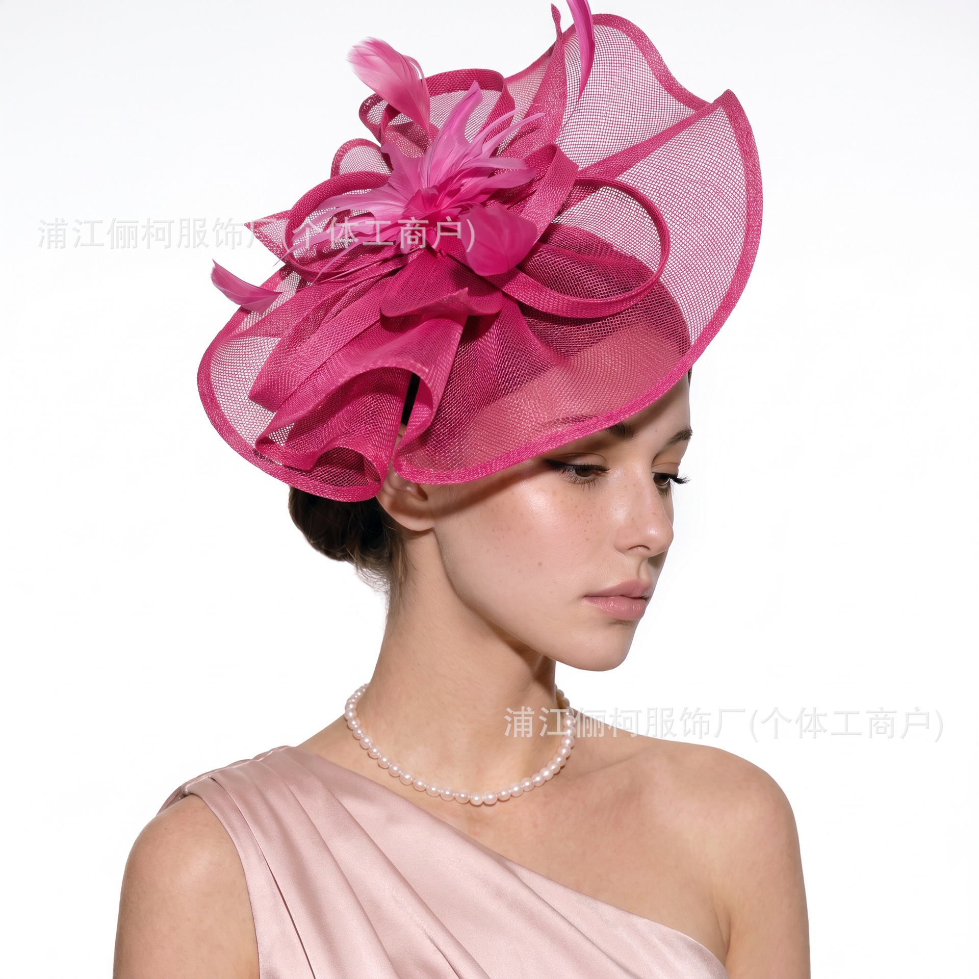 European and American style, oversized top hat headpiece, mesh and feather hair accessory, bridal top hat hair accessory, party and gathering headpiece, exaggerated headpiece for women