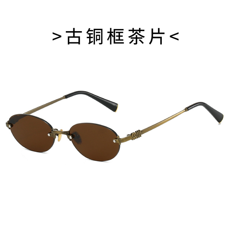Yang Chaoyue の同じ楕円形フレームレスグラデーションサングラスハイエンドパーソナライズされた日焼け止めサングラス女性用トレンディ 20510|undefined