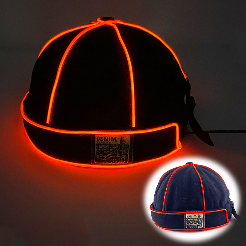 Japón Inglés LED retro gorra de piel de melón hombre hip-hop coreano estilo boina calle sin techo gorra mujer