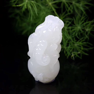 珍宝真玉A新疆和田玉挂件羊脂白玉貔貅吊坠 男女款玉坠带证书