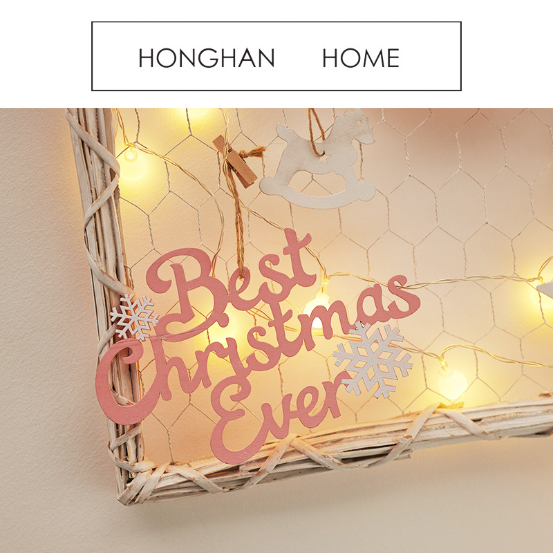 Decoraciones de Navidad transfronterizas de madera, diseño de lámparas de pared domésticas de Navidad, colgantes de material DIY, paquetes de viento creativos