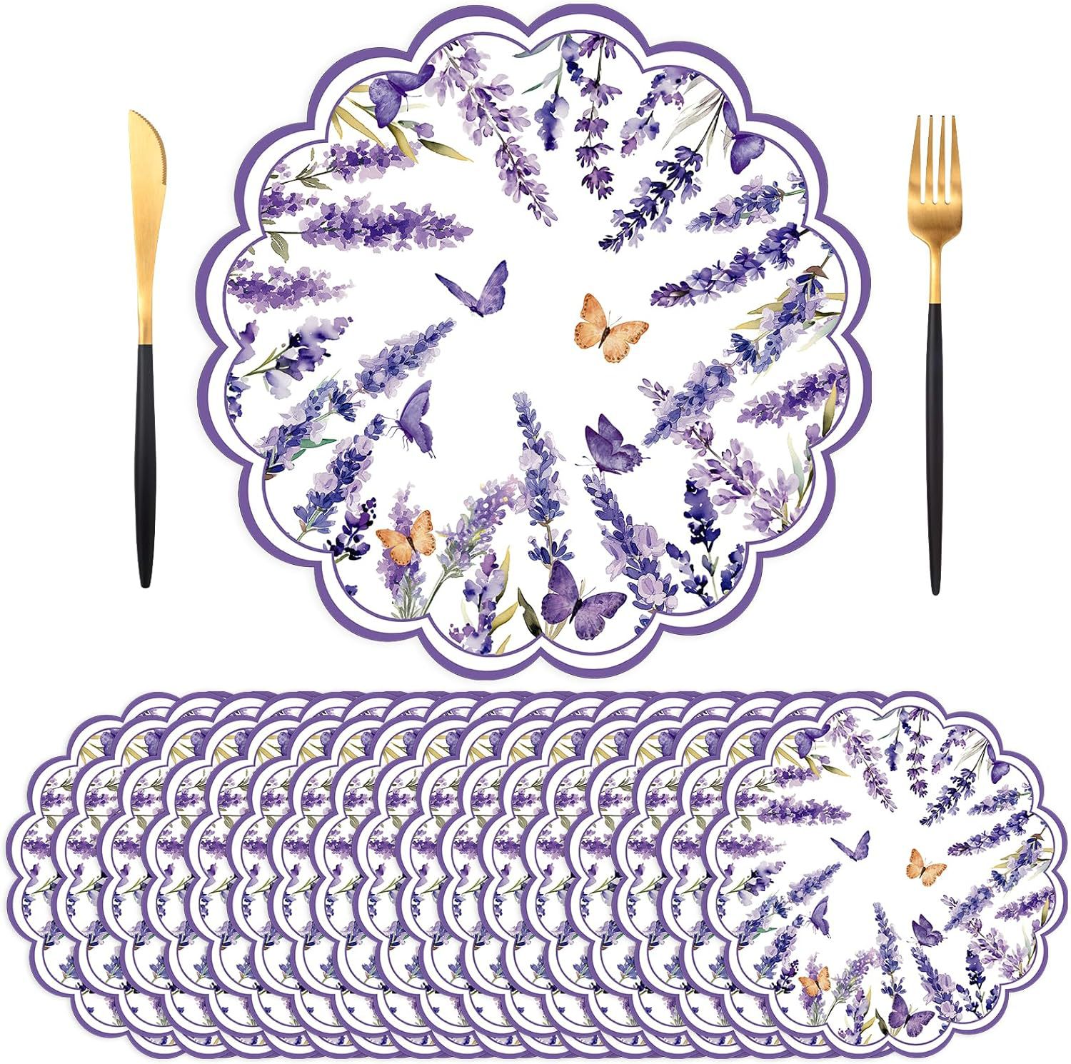Amazon cross-border purple lavender paper placemats, disposable placemats for weddings, unique table decorations for Japanese-style parties