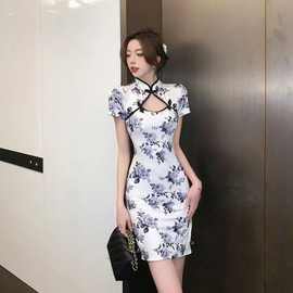 2024夏季新款年轻款少女改良式旗袍超修身显瘦炸街短袖包臀连衣裙