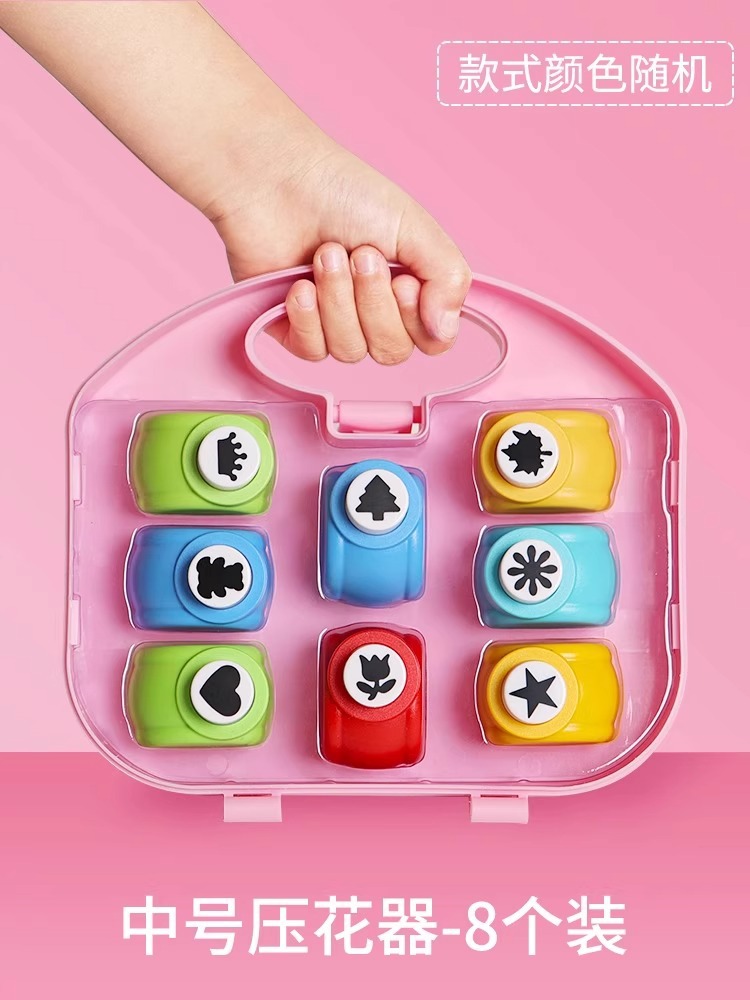 Máquina de estampado que ahorra trabajo, material manual para niños, patrón de herramienta de bricolaje, tijeras de encaje grandes, juego completo de máquina de impresión