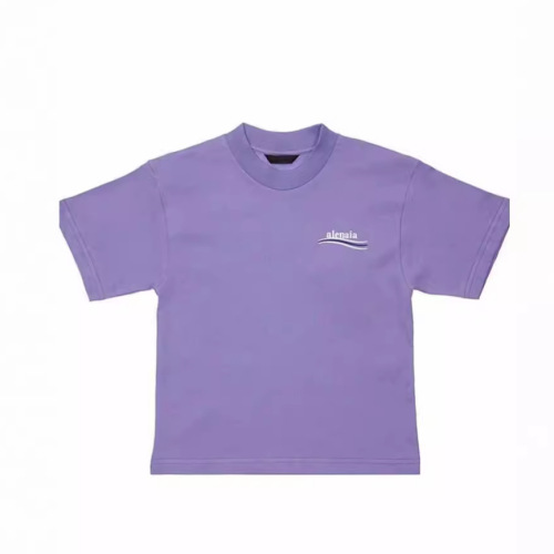 Taro Purple Embroidered Coke Wave Children's Short Sleeve T-Shirt 2024 New Summer Fashion Streetwear Children's Summer Half Sleeve T-Shirt