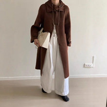 2025秋冬新款双面羊绒大衣女连帽单排扣长款韩系显瘦大衣女外套