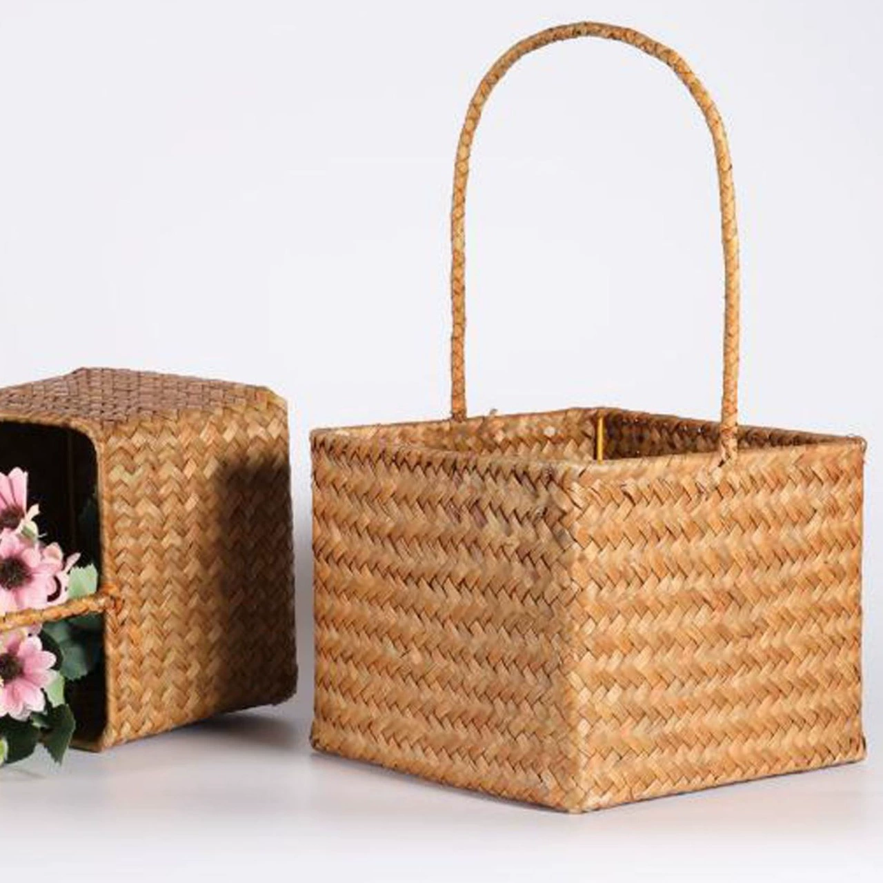 straw woven storage system, pen, basket