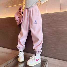 女童百搭裤子2024冬装新款儿童运动裤韩版洋气棉裤中大童休闲卫裤