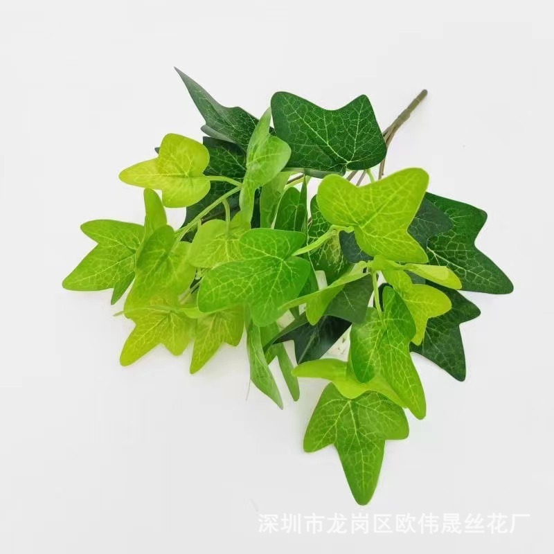 直送7頭PVC製人工観葉植物、グリーンロウ、星点目、偽の葉、ギフト、結婚式の部屋の装飾、飾り物|undefined