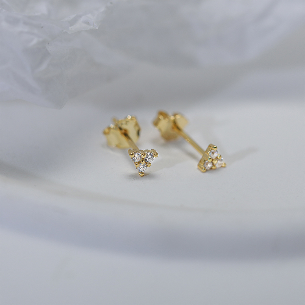 1 Pair Simple Style Cactus Moon Flower Plating Inlay Sterling Silver Zircon 18k Gold Plated Ear Studs display picture 30
