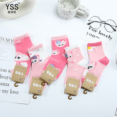 Yi Shuangshuang children's socks spring and summer new cartoon Lina Belle little fox socks combed cotton girls student socks