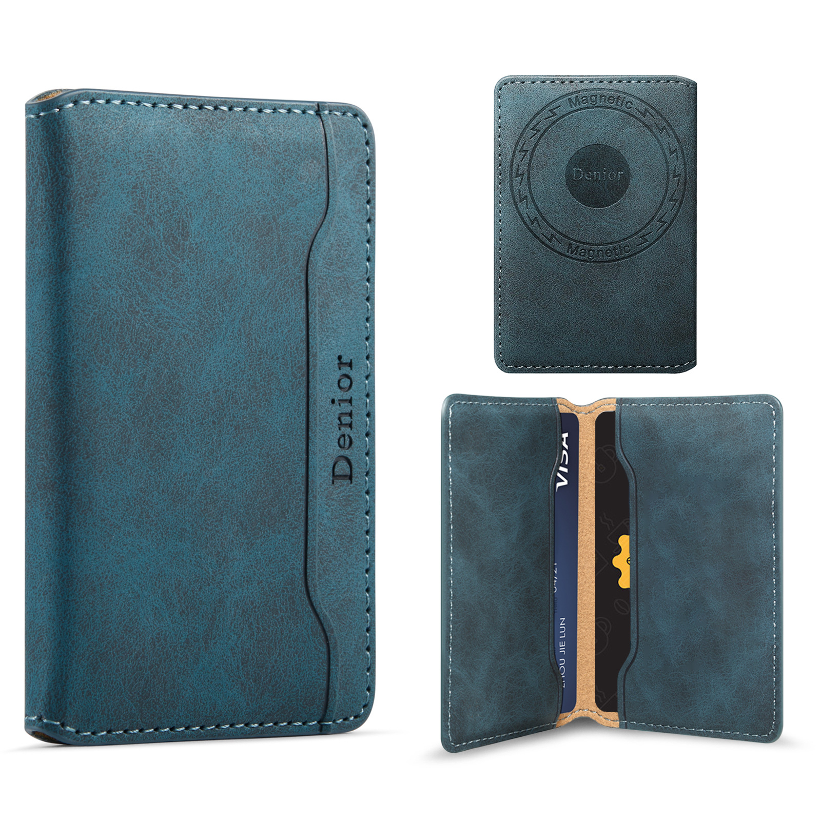국경을 넘는 아이폰용 편리한 가죽 지갑 카드 케이스, magsafe 마그네틱 스탠드 카드 홀더