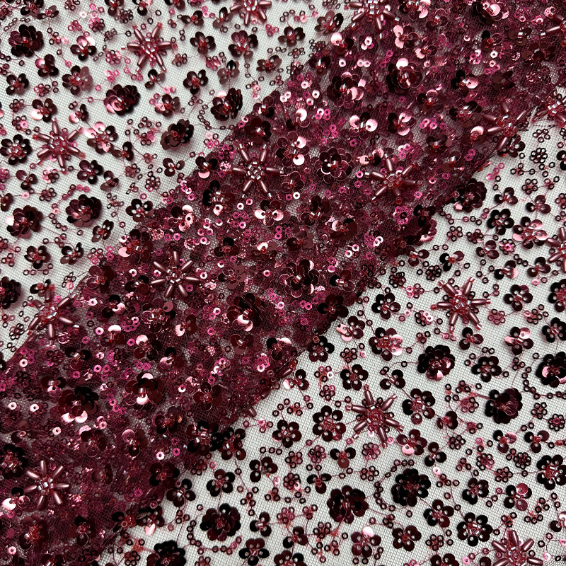 Tejido bordado sequinado bordado tela de cuentas tubo bordado tela de cuentas vestido de boda tubo bordado tela de vestido image 20