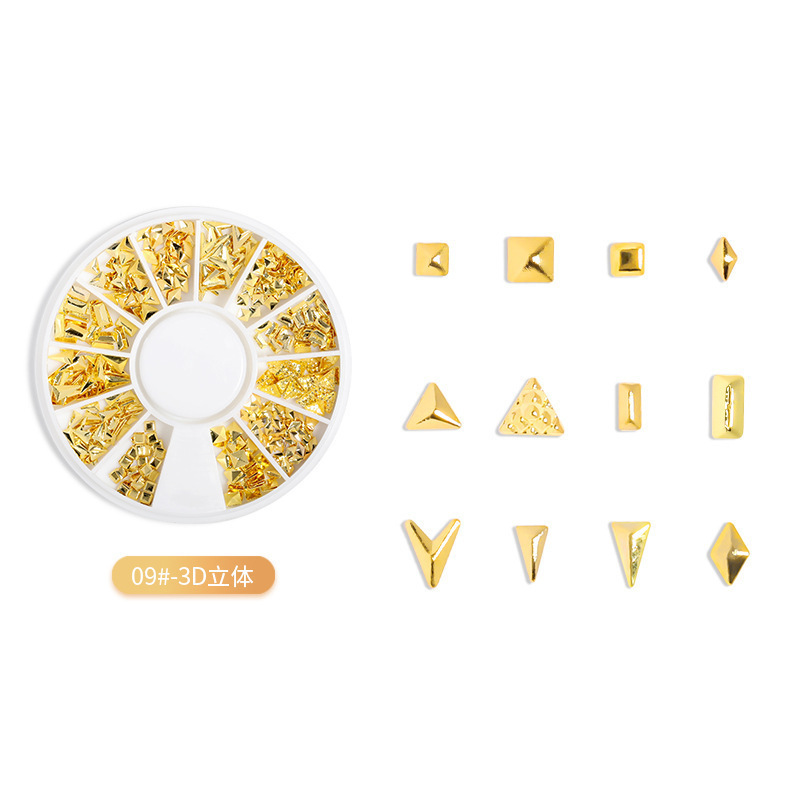 Transfronterizos para el remache de uñas japonés 12 placas de disco hueco de aleación de forma especial de estrella y luna mezclada decoración