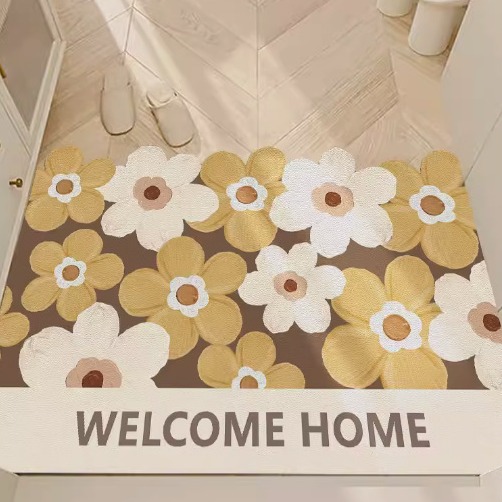 皮革復古北歐輕奢地毯油畫可裁剪進門地墊in入戶門墊可擦免洗腳墊