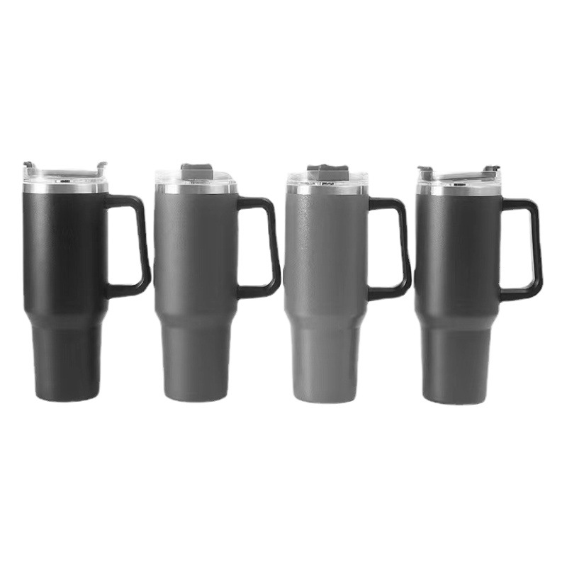 Vaso de coche de mango de 40oz de doble capa de acero inoxidable 304 transfronterizo, taza de hiba, taza de paja, taza de aislamiento térmico, taza de café