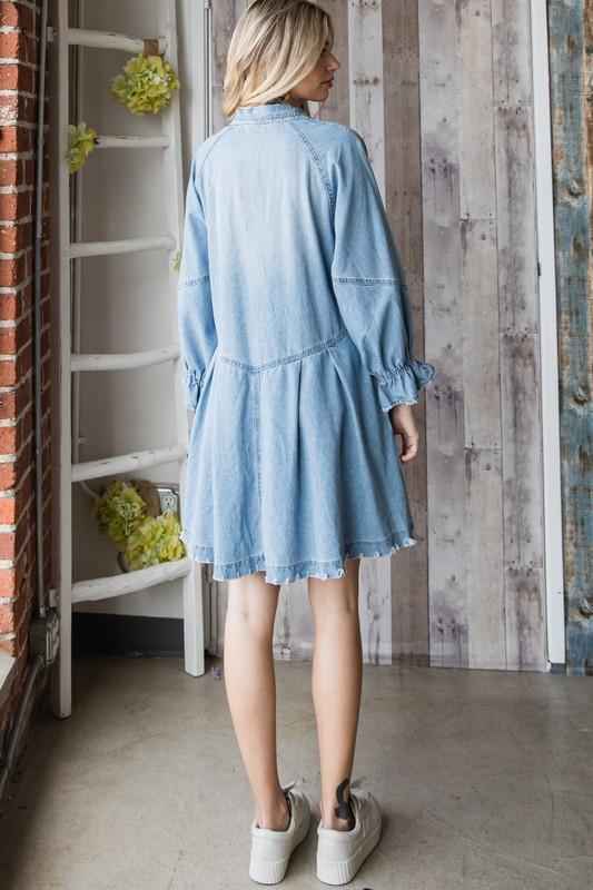 women s long-sleeved denim dress nihaostyles clothing wholesale NSTH80263