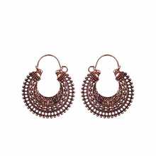 欧美外贸波西米亚民族风复古镂空雕花耳环 半圆潮流合金花纹耳扣