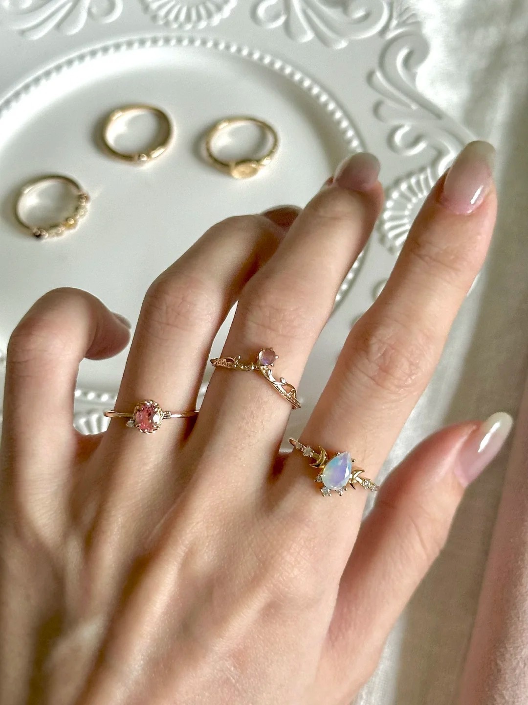 S925 Sterling Silver Gold Plated Adjustable Ring For Women_voghion.com