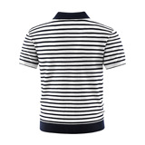 ZF8122-D美式条纹针织POLO衫夏季撞色老钱风短袖T恤休闲上衣，男装针织衫/毛衣，星座614