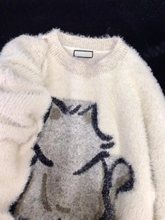 水貂绒套头毛衣女秋冬冬季加厚宽松慵懒风小个子外穿设计感超好看