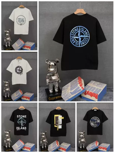 Stone Island Compass Print Short-Sleeve Unisex High Street Fashion Brand Loose T-Shirt Wholesale