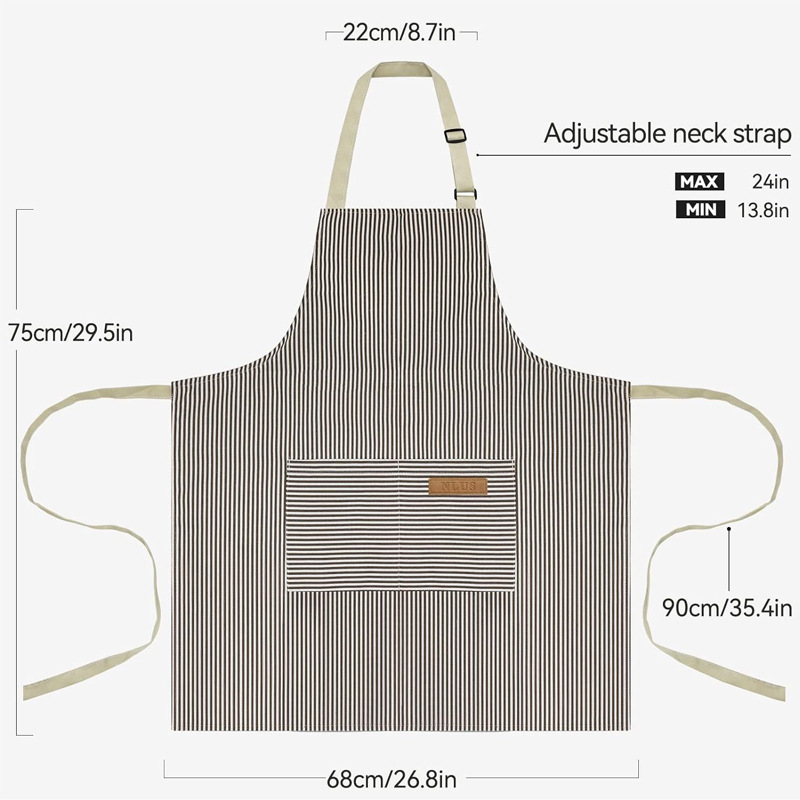 Personalidad personalizada bordada delantal colgar delantal rayas cocina casera camarero de restauración hombre y mujer delantal de ropa de trabajo image 5