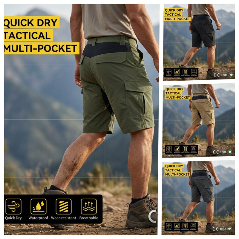 Cross-Border Men's Durable Work Shorts, Golf Outdoor Sports Pants with Elastic Waistband and Multiple Pockets Cross-Border Men's Durable Work Shorts, Golf Outdoor Sports Pants with Elastic Waistband and Multiple Pockets
