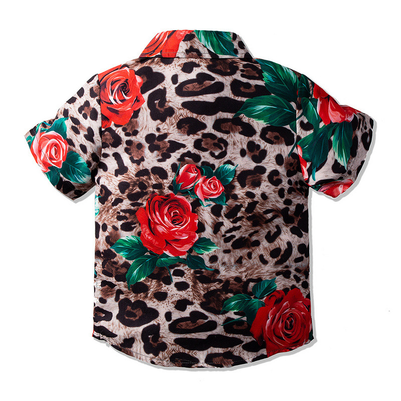 Camisa DE LOS NIÑOS verano nuevo estampado de leopardo Rosa moda pequeña camisa de manga corta para niños estilo europeo y americano camisa para niños