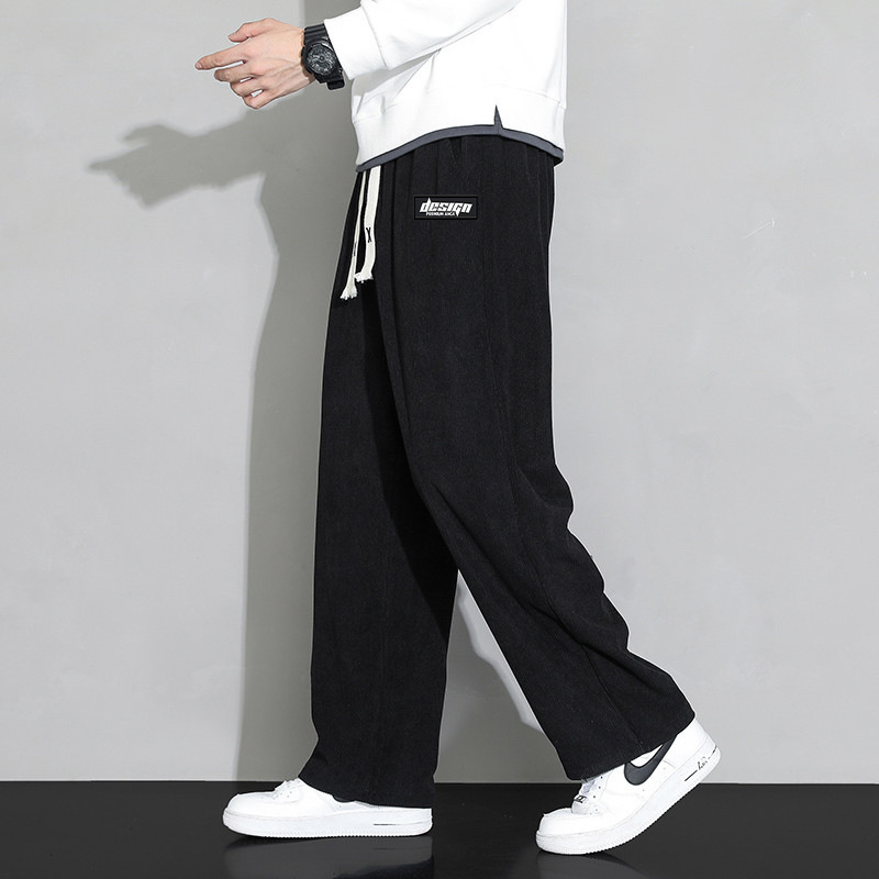 Pantalones de pana de los hombres de primavera y otoño invierno drapeado suelto pantalones de chándal rectos pantalones de pierna ancha pantalones casuales deportivos