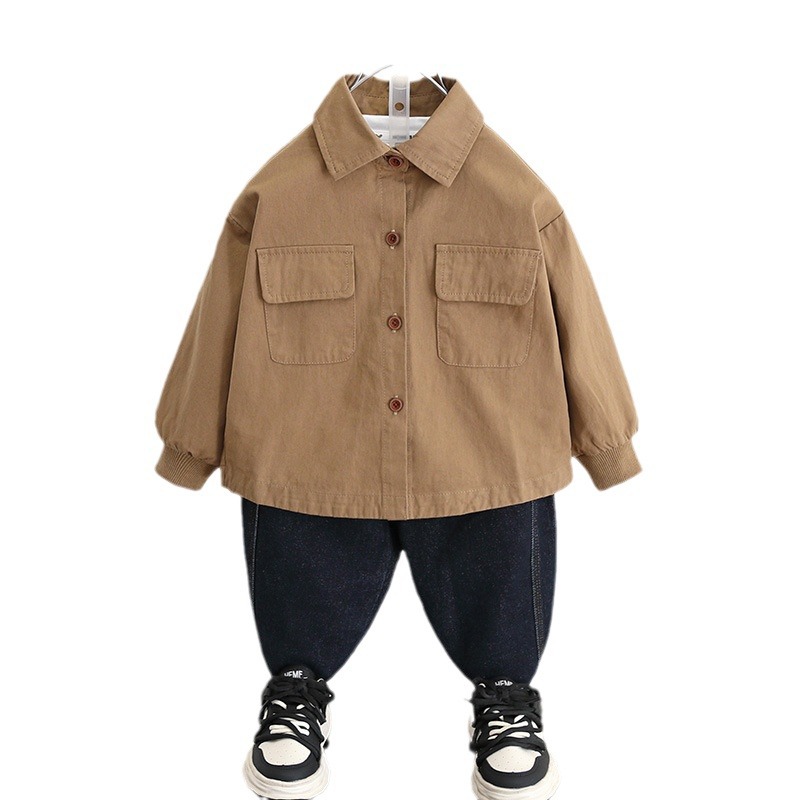 5825 ropa para niños chaqueta de camisa de primavera y otoño 2025 nuevo estilo niño otoño camisa coreana estilo occidental bebé principios de otoño