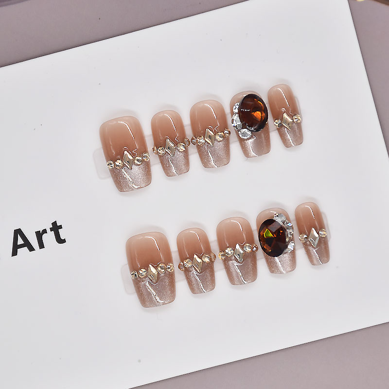 10 piezas de manicure caramelo usar uñas nuevos productos manuales ojos de gato pesados productos terminados de uñas al por mayor desmontables blanqueadores franceses