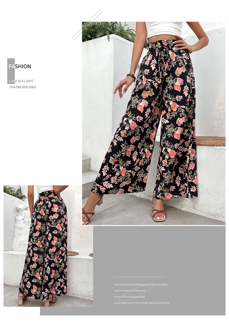 Black Printed Large Flare Wide Leg Pants_voghion.com