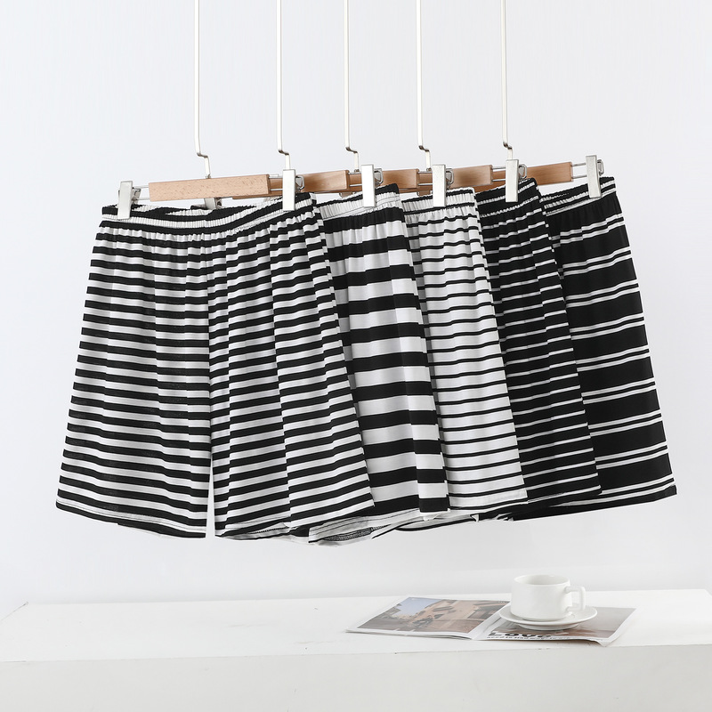 Summer New Modal Striped Shorts, Large Size Loose Casual Pants, Simple and Versatile Drawstring Pants