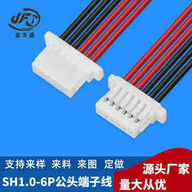 工厂定制SH1.0端子线1571-26AWG公头连接线1.0MM间距红黑电子线6P