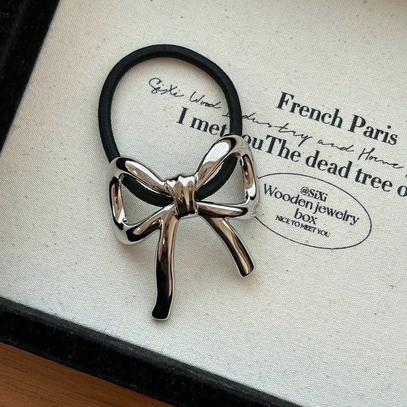 20g Weight Hair Tie Hair Accessories Type 1 Piece Quantity Holiday, Daily, Street Occasion Alloy Material Bow Knot Pattern Women's Gender French Style, IG Style Style Women's IG Style French Style Bow Knot Alloy Hair Tie 6