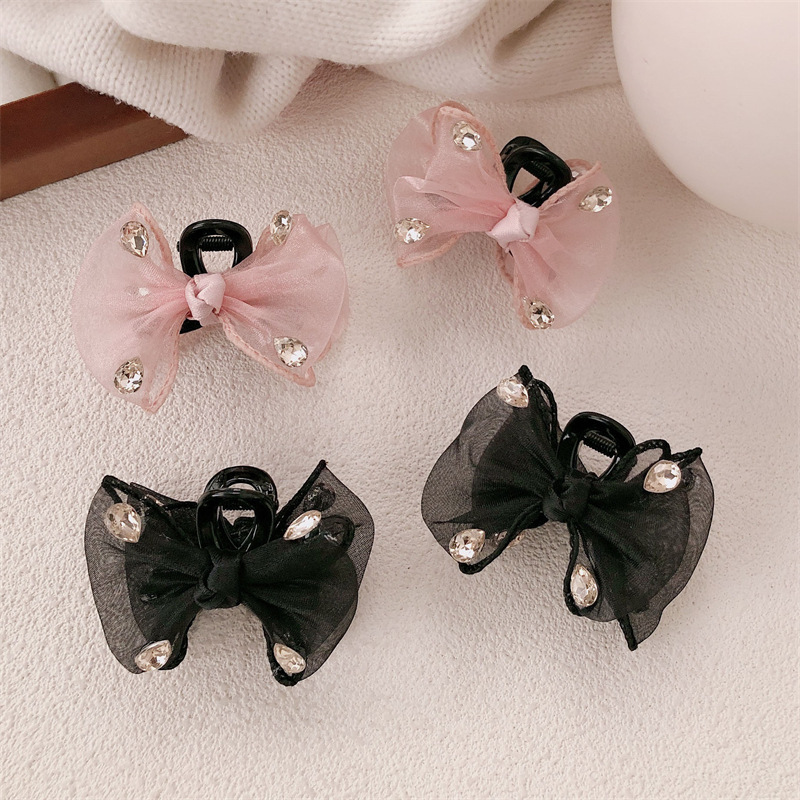 Elegante temperamento arco pequeño clip de agarre de cabello de mujer cabeza atrás medio clip de agarre de cabello nuevo toque de agarre de cabello de diamante