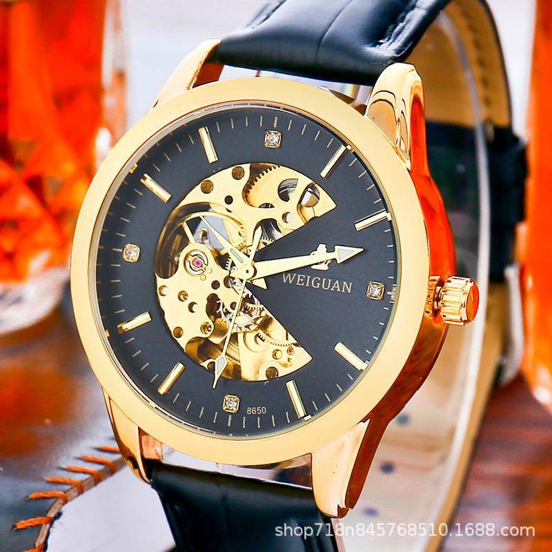Automatic mechanical watch watch men's hollow waterproof luminous fashion business Belt manufacturers wholesale 2023 New