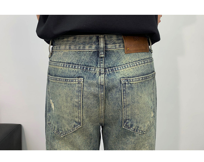 Personalisierte Jeans Mit Strass Für Herren Im Distressed Look_voghion.com