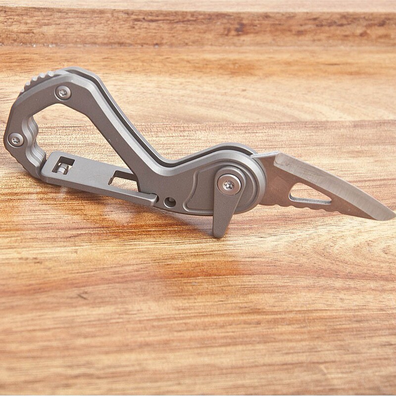 アウトドアに便利なスチールブレード素材のチタン合金キーホルダー折りたたみナイフ、速達開封ツール、多機能ツール、ステンレス鋼|undefined