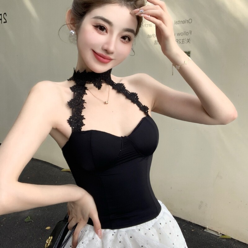 2234 Ice Silk# Sexy Lace Hot Neck Top Sling Women's Ice Silk Outer Wear Slim-fit Spice Girls Pure Desire Vest 2234 Ice Silk# Sexy Lace Hot Neck Top Sling Women's Ice Silk Outer Wear Slim-fit Spice Girls Pure Desire Vest