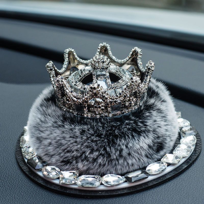 Corona de diamantes, asiento de perfume de coche, decoración de coche, piel de conejo perezoso, decoración de coche, aromaterapia de coche, fresca y duradera