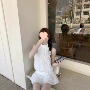 挂脖辣妹波点法式连衣裙