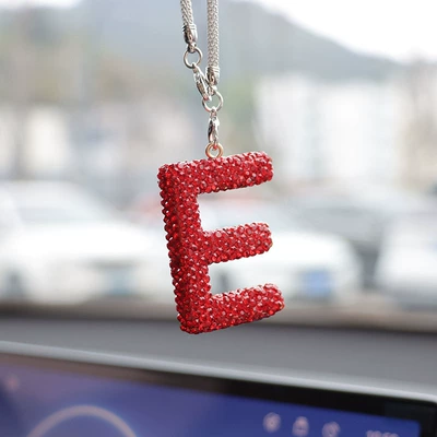 rhinestone car rearview mirror — Car hanging - e-big-red-letter-car-pendant