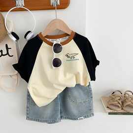 短袖夏季小童宽松男童儿童恐龙纯棉T恤上衣宝宝半袖洋气新款童装